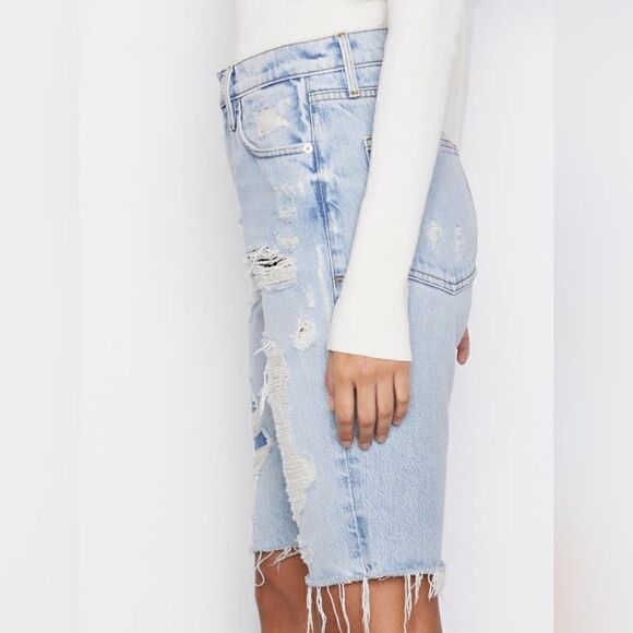 Frame Le Vintage Bermuda Distressed Denim Shorts In Drenched Size 24 NWT - Picture 5 of 16